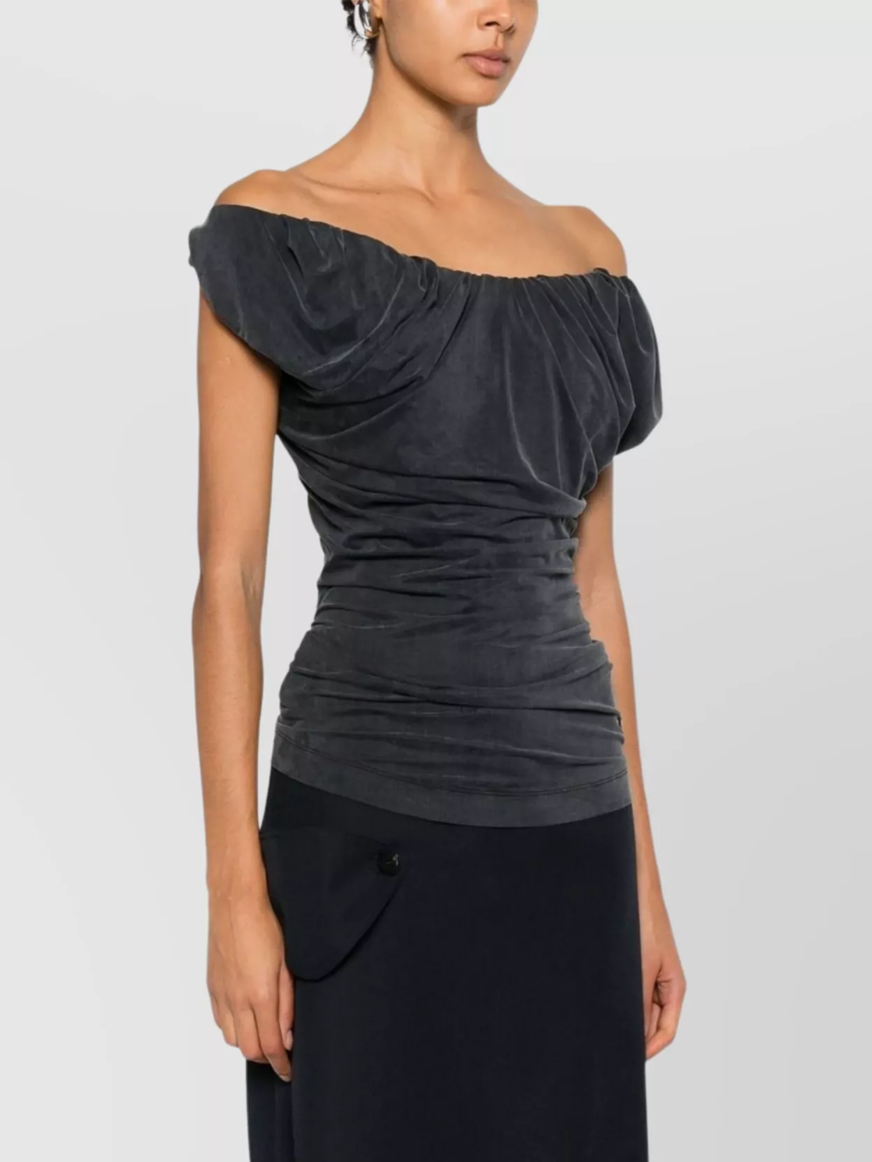 Vivienne Westwood Off-The-Shoulder Velvet Top Short Sleeves