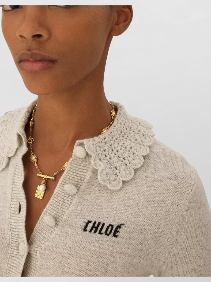 Chloé Wool Fitted Logo Cardigan