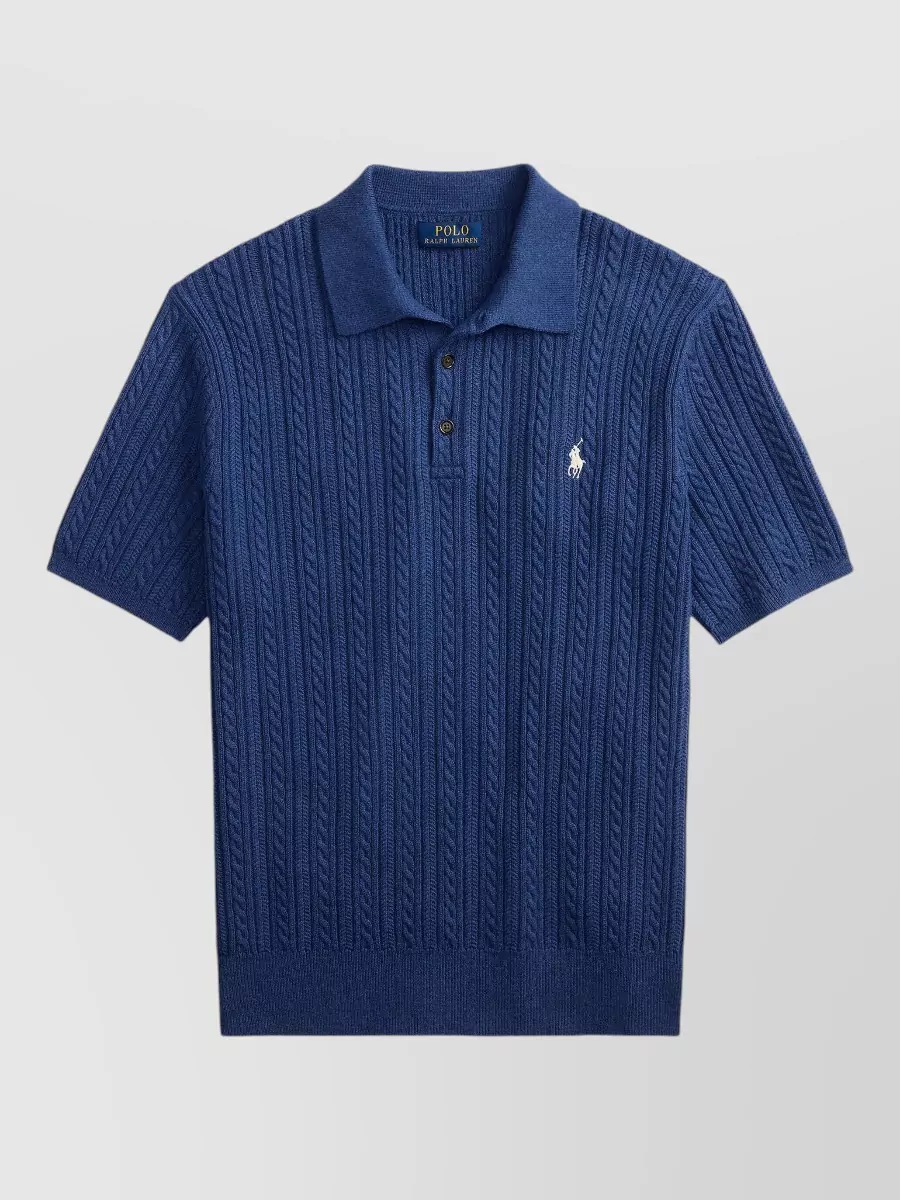 Polo Ralph Lauren Cable-Knit Cotton Short-Sleeve Polo Shirt