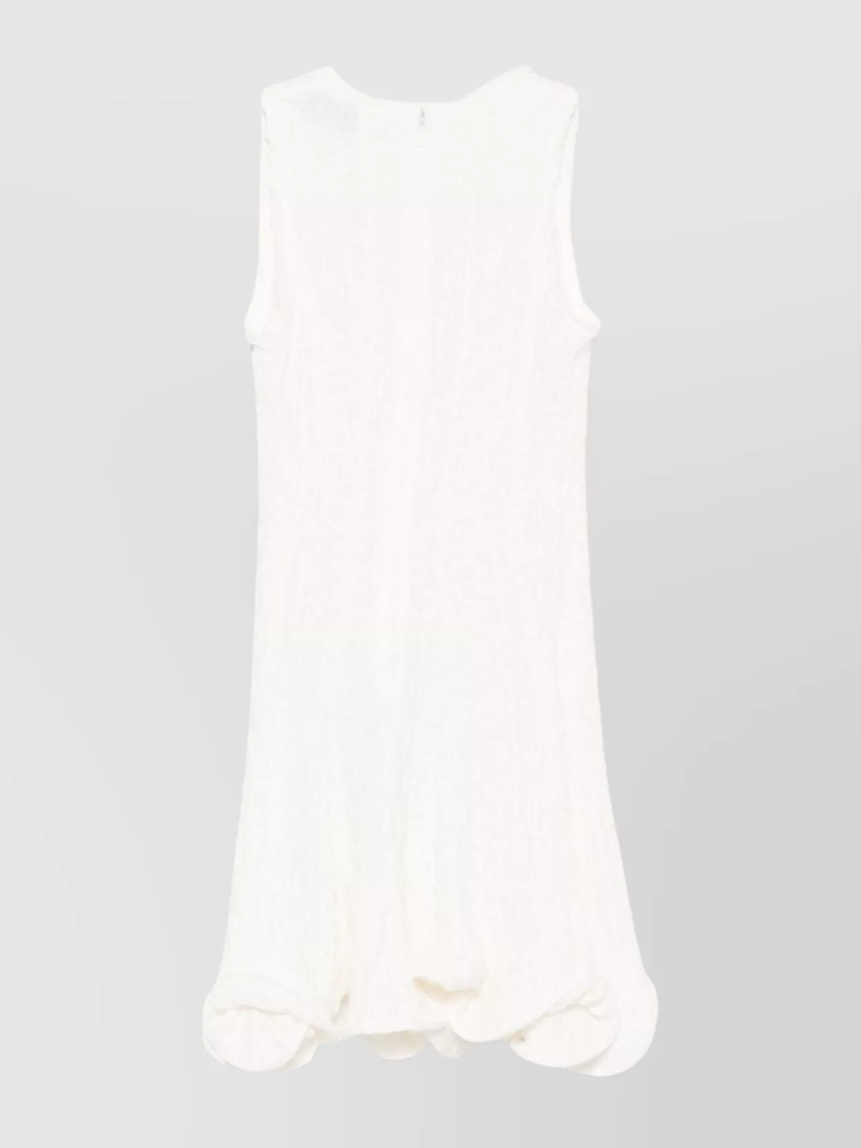 Msgm Crew Neck Peplum Ruffled Sleeveless Textured Dress