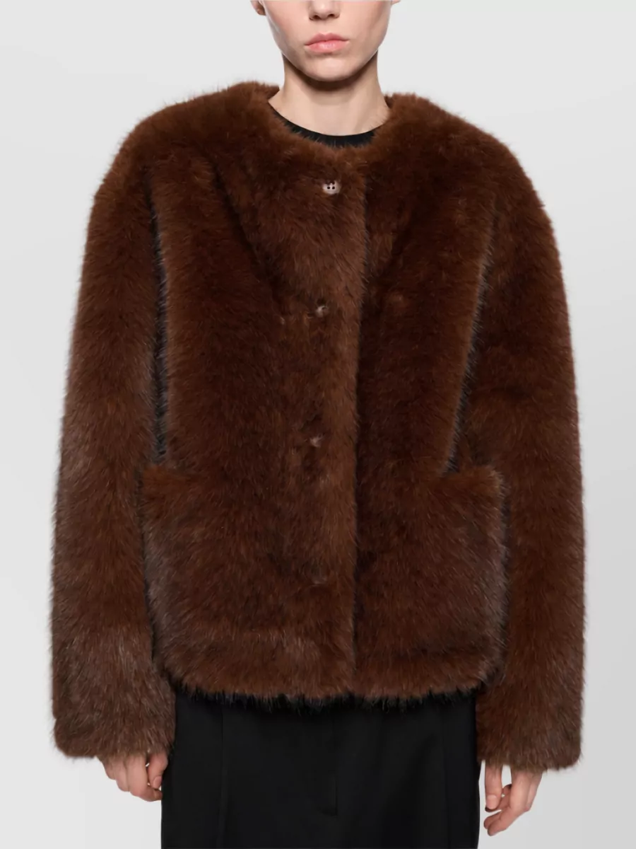 Stand Studio Faux Fur Crewneck Coat