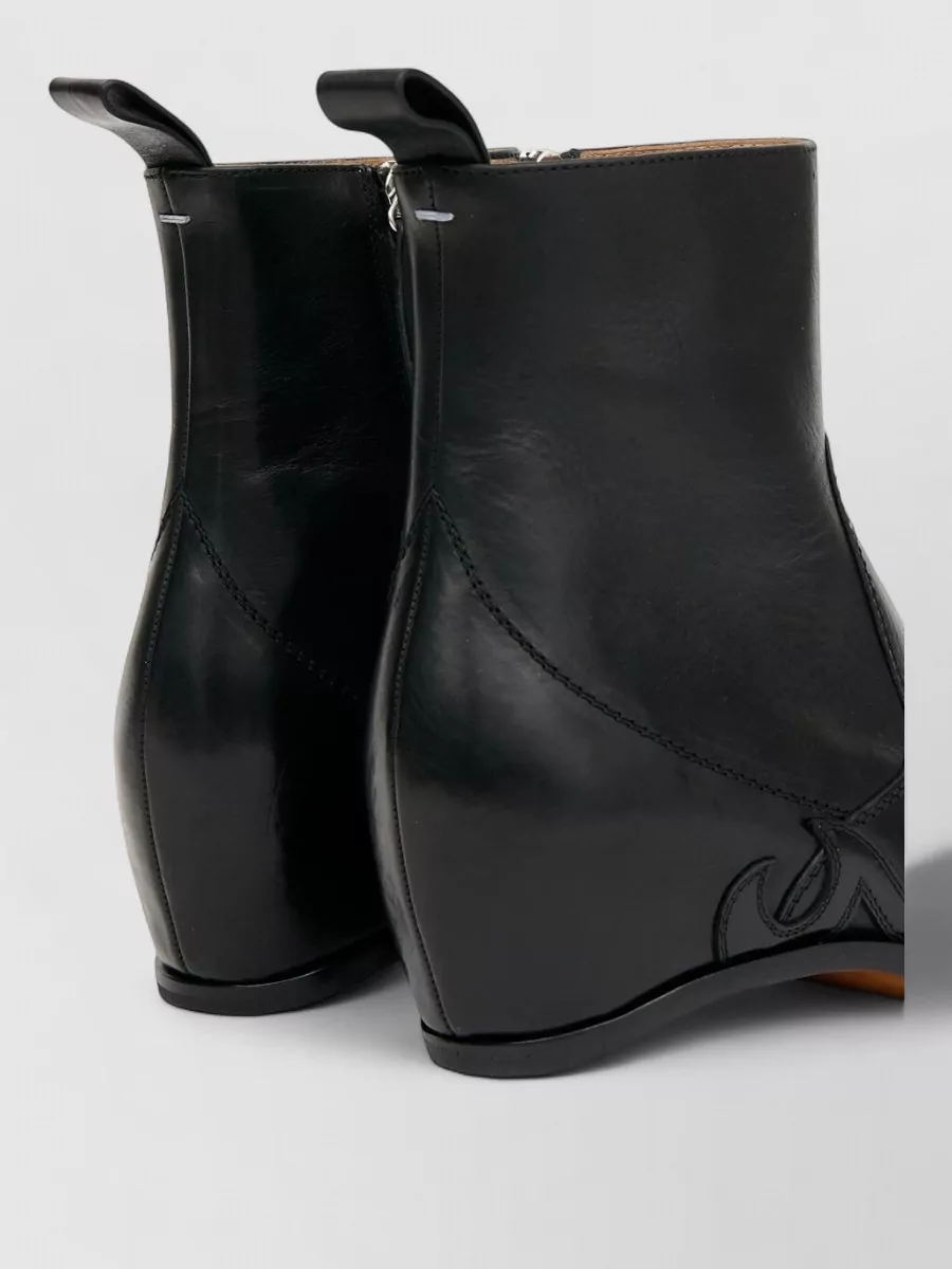 Maison Margiela Leather Flame Appliqué Western Ankle Boots