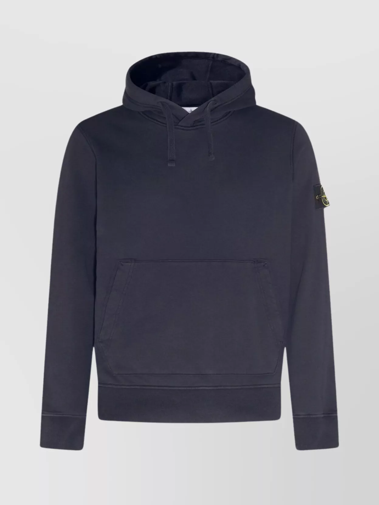 Stone Island Hooded Sweatshirt With Front Pocket And Ribbed Cuffs In Blue