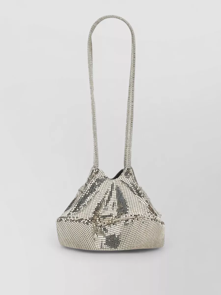 Kara Crystal Mesh Bucket Bag