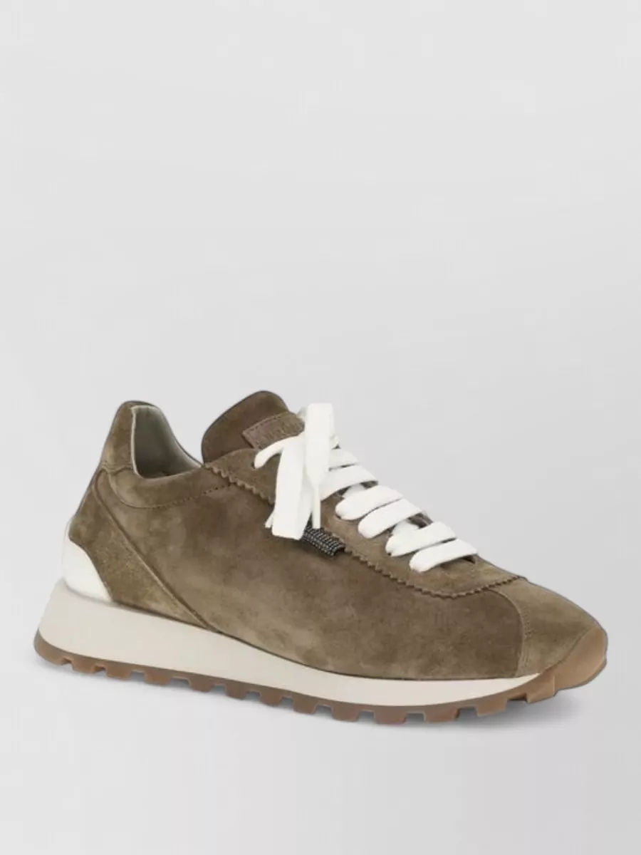 Brunello Cucinelli leather platform low-top sneakers