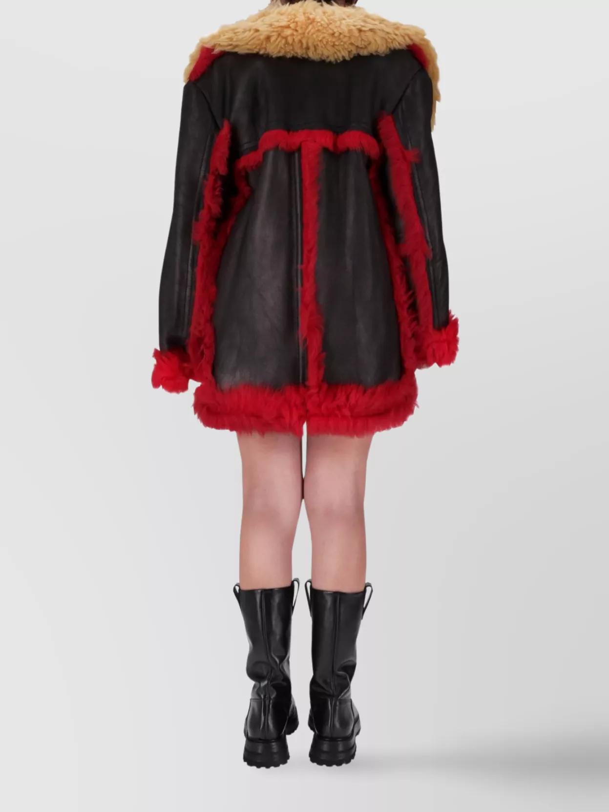 Prada Long Coat With Faux Fur Trim