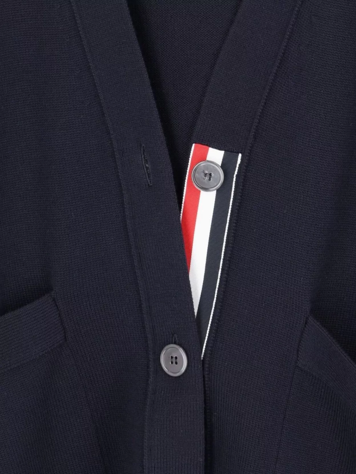 Thom Browne Knitwear With V-Neckline And Front Pockets