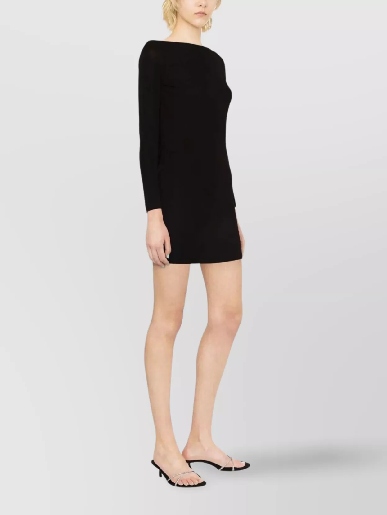 Dsquared2 Boat Neck Mini Dress With Long Sleeves In Black