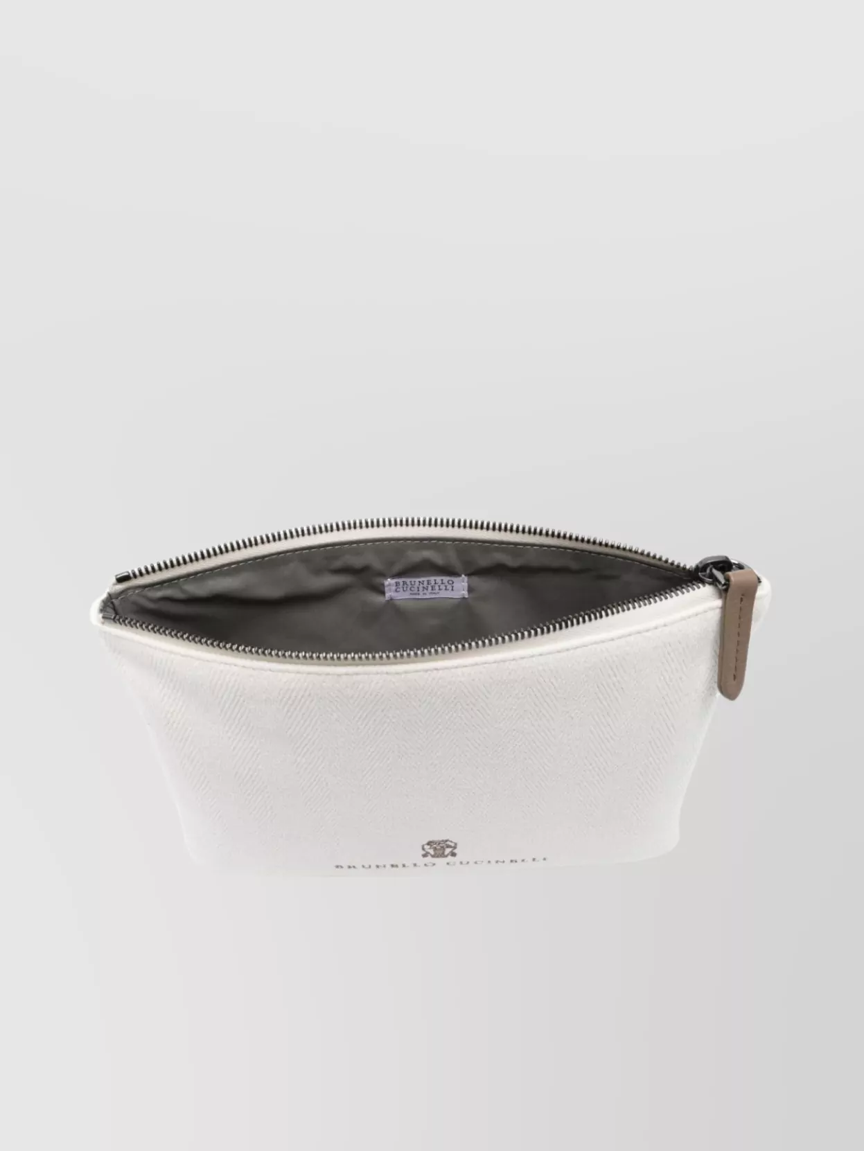 Brunello Cucinelli Embroidered Motif Linen And Cotton Pouch