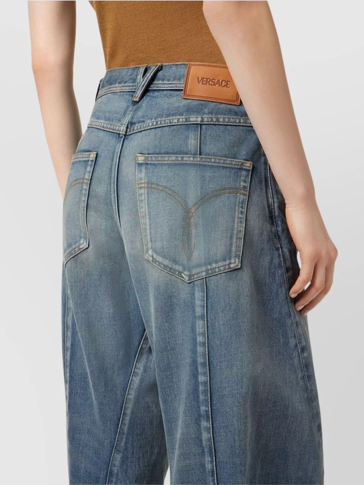 Versace Wide-Leg Faded Wash Trousers