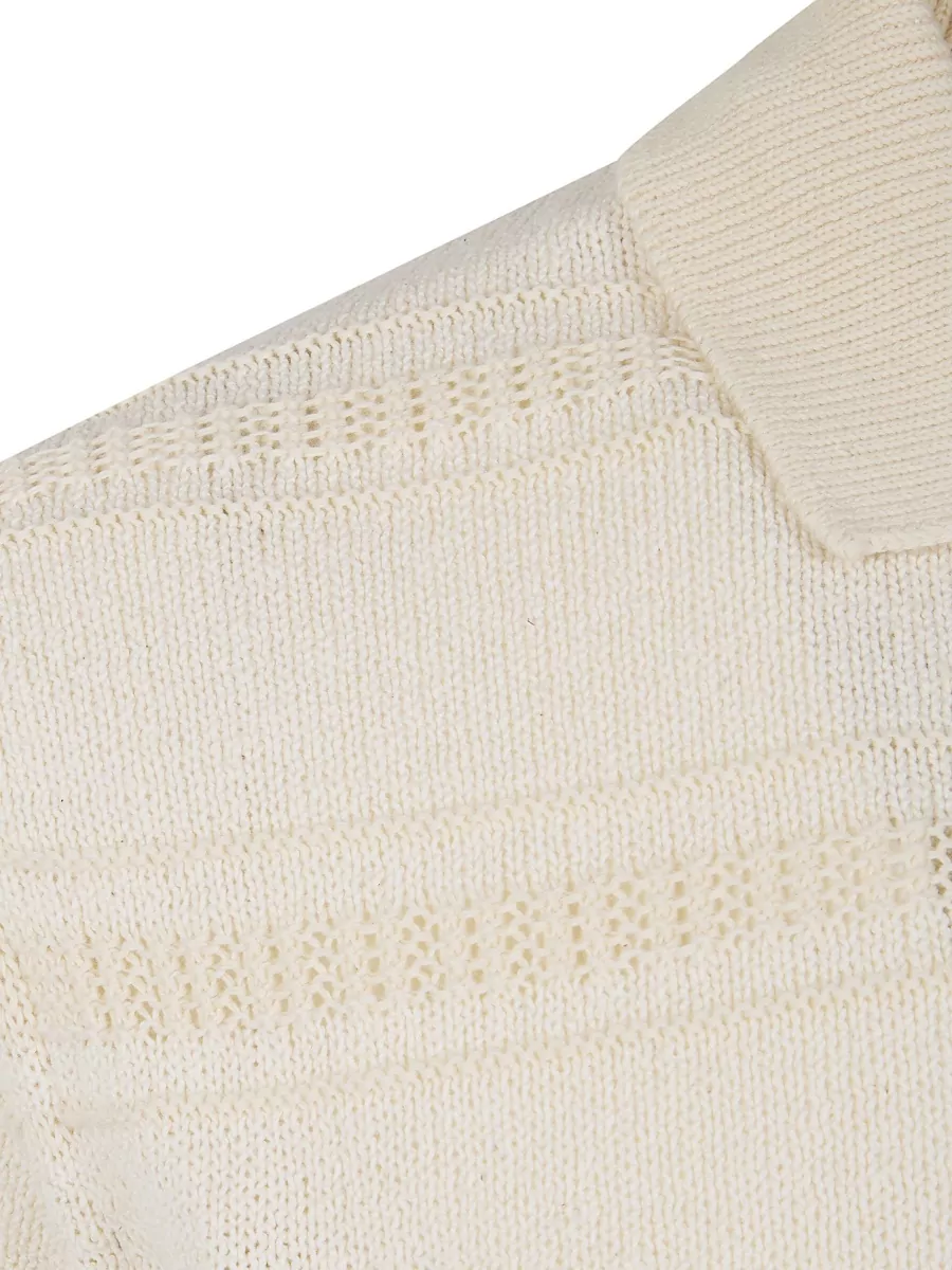 Lardini Polo Shirt Embroidered Textured Knit Short Sleeves