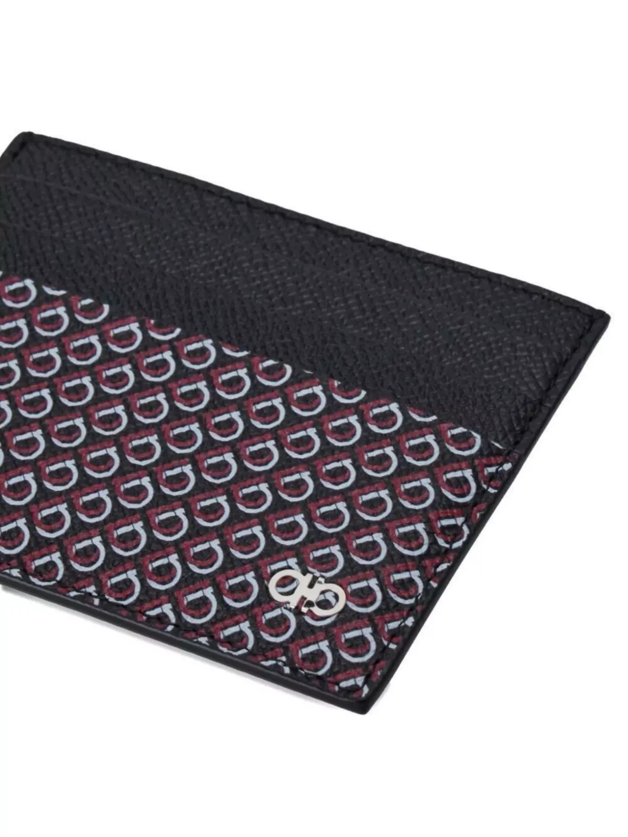 Ferragamo Gancio Print Textured Leather Card Case
