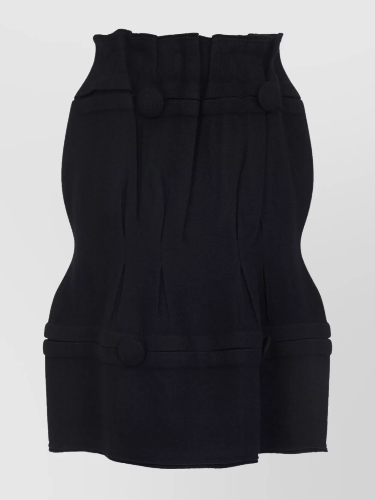 Prada High Waist Pleated Skirt With Button Detail In Black