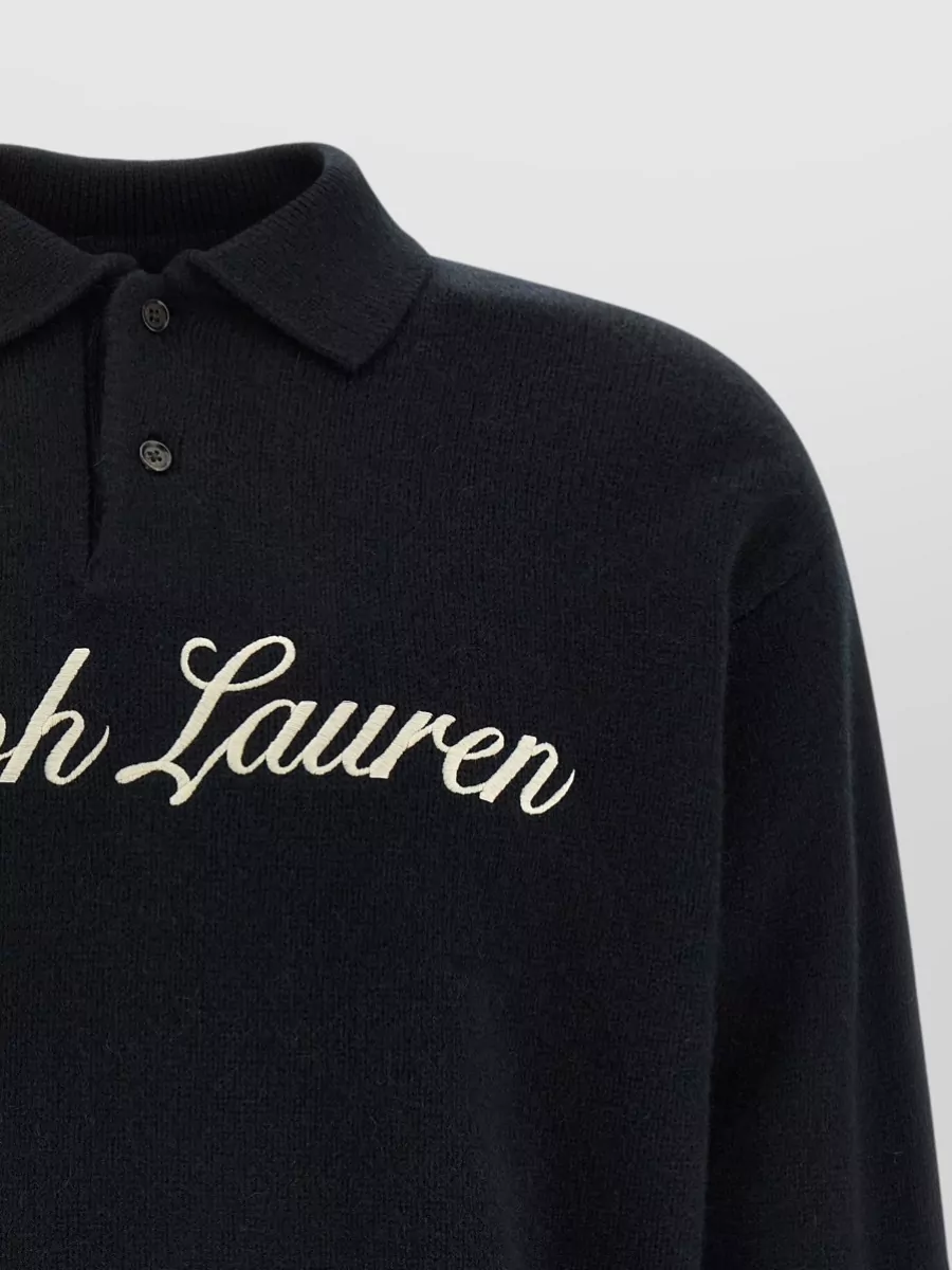 Polo Ralph Lauren Wool Alpaca Logo-Intarsia Polo Sweater