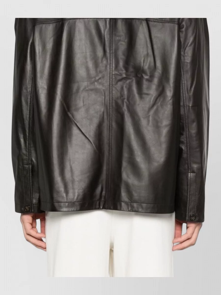 Emporio Armani Leather Jacket Collared Design Front Pockets
