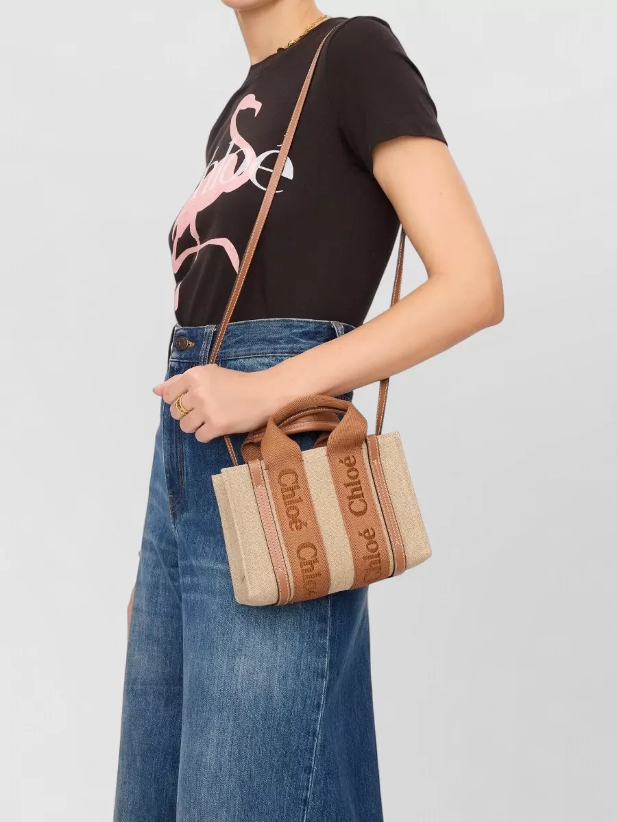 Chloé Woody Mini Linen Tote Bag
