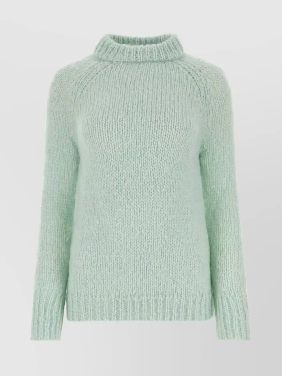 Shop Cecilie Bahnsen Turtleneck Mohair Blend Knit With Ribbed Trimmings In Pastel