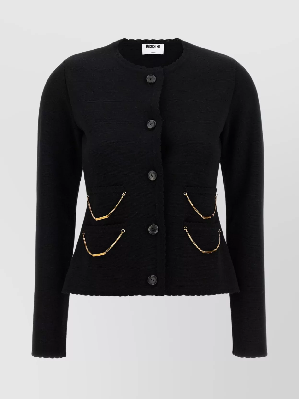 Moschino Metallic-trim Tailored Blazer In Black