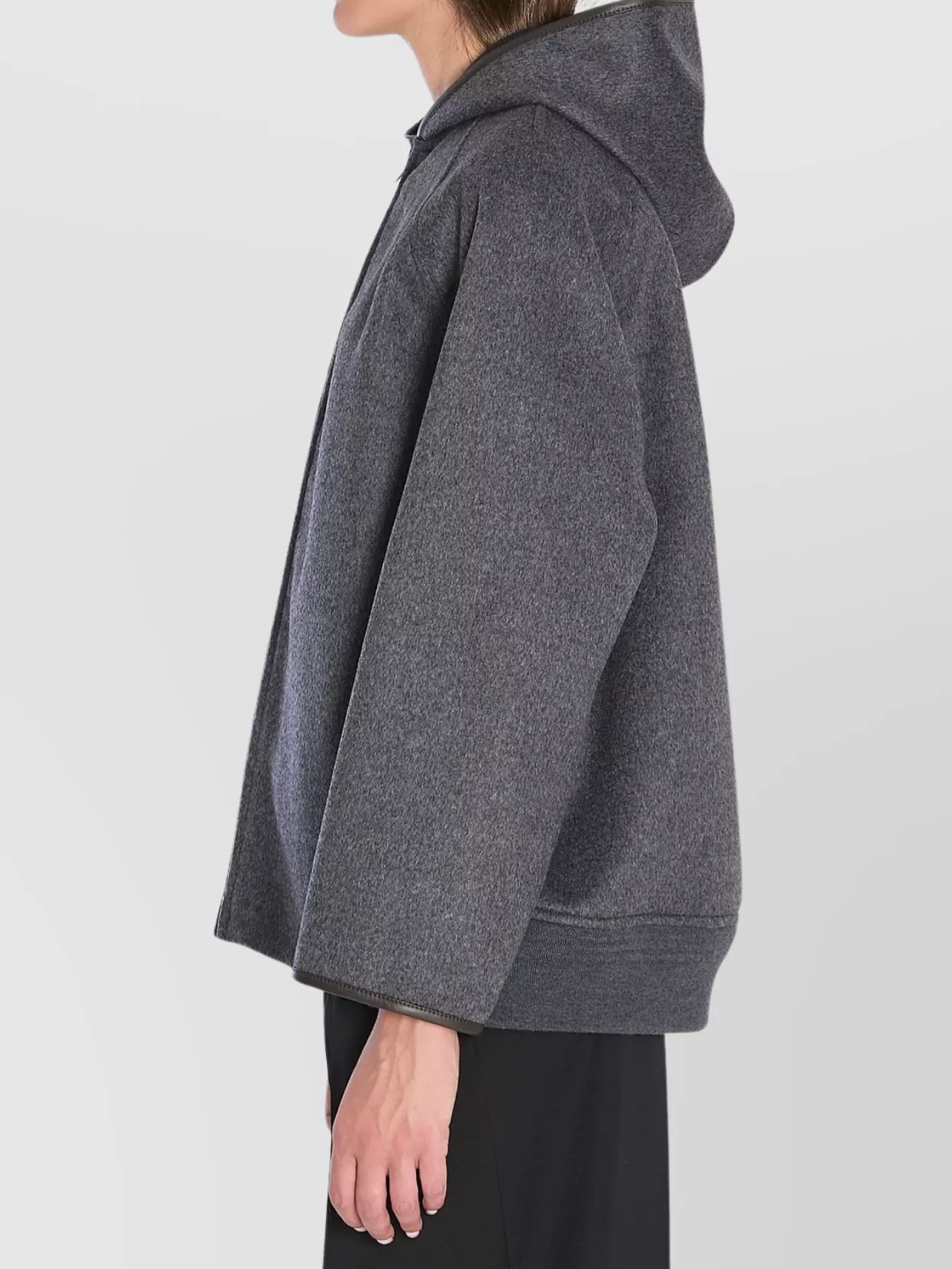 Bottega Veneta Wool Jacket Hood Leather Trim