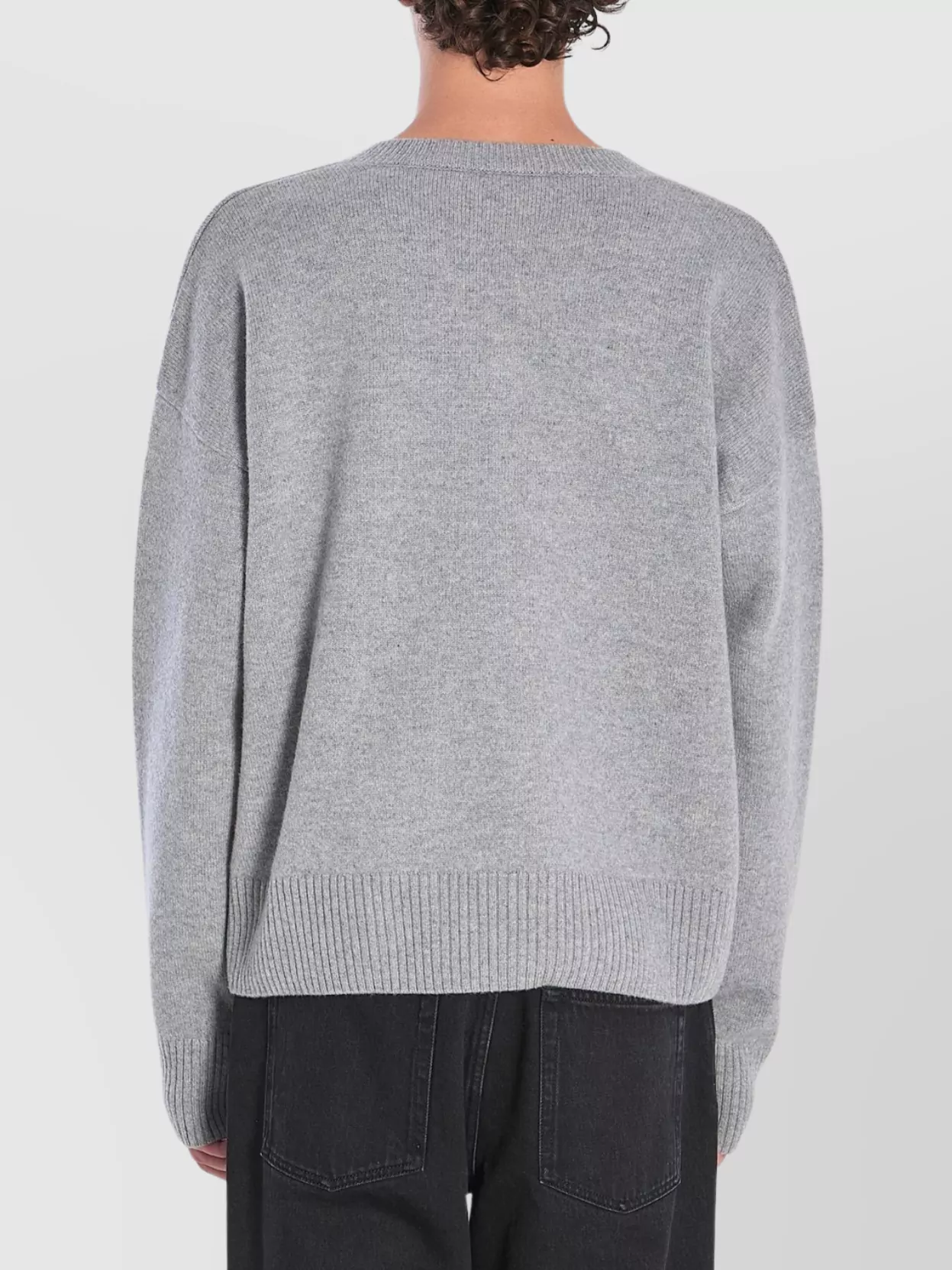 Ami Alexandre Mattiussi Ami V-neck Ribbed Sweater With Embroidered Logo In Gray