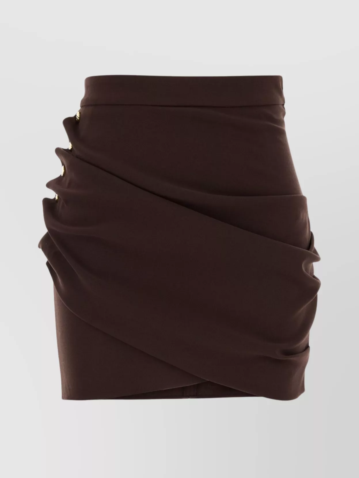 Elisabetta Franchi High-waisted Mini Skirt Featuring Button Detail In Brown