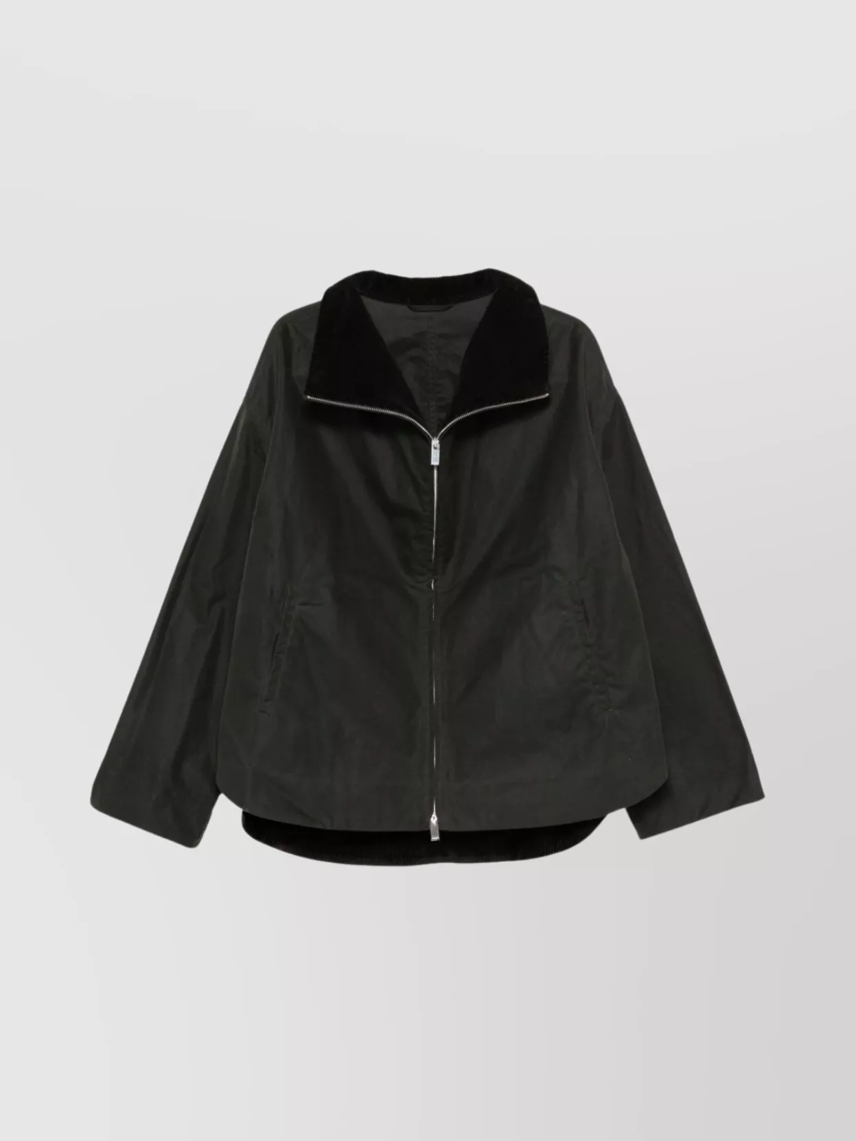 Totême Organic Cotton Oversized Zip Jacket In Black