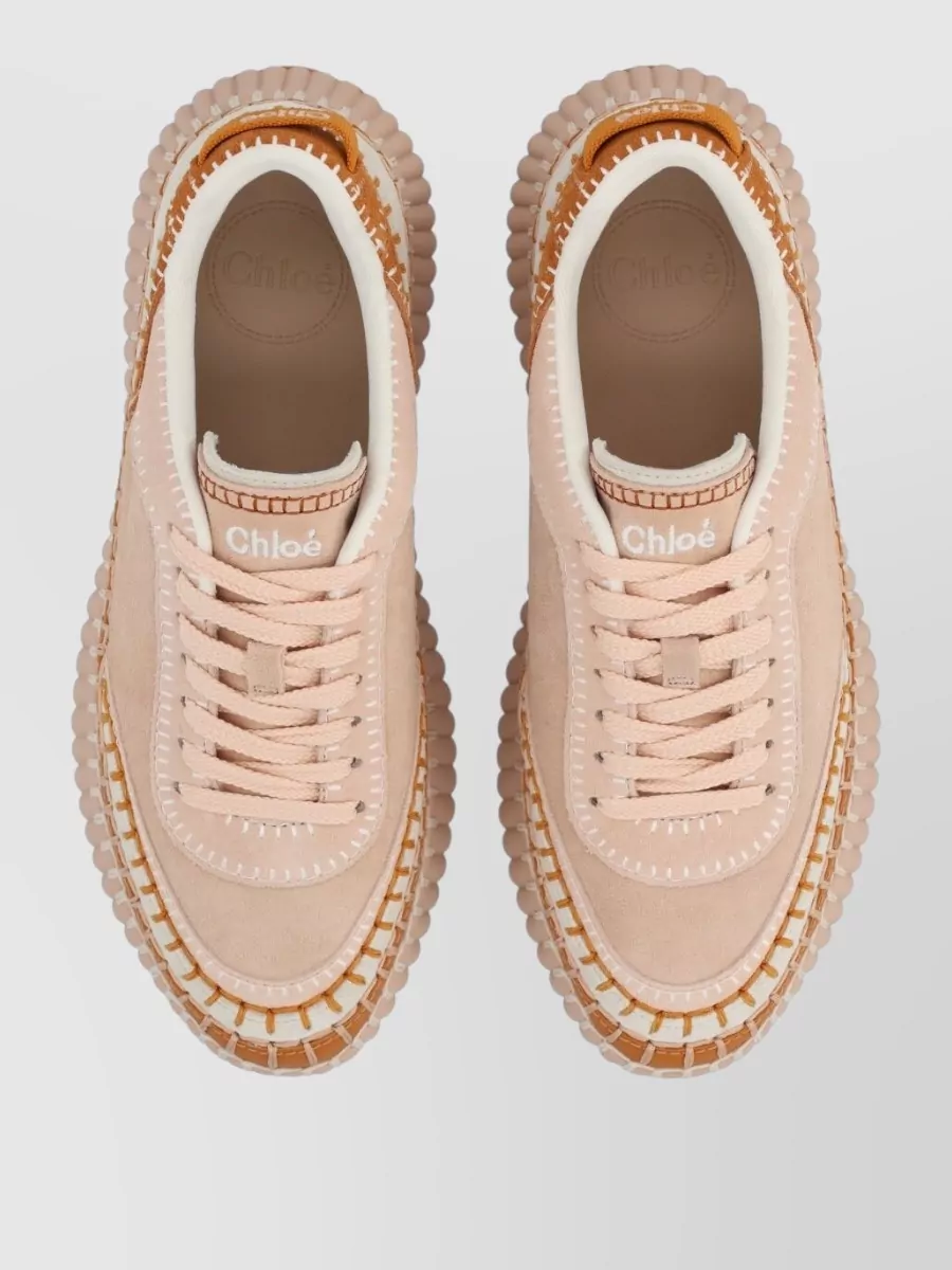 Chloé Nama Sneakers Contrasting Sole Stitch Detailing
