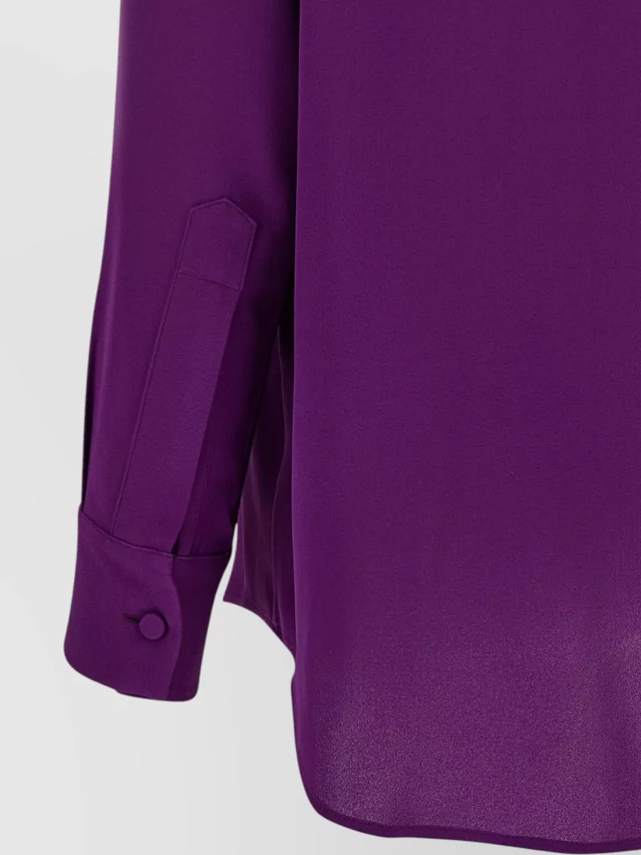 Balenciaga Silk Long-Sleeve Asymmetric Scarf Blouse