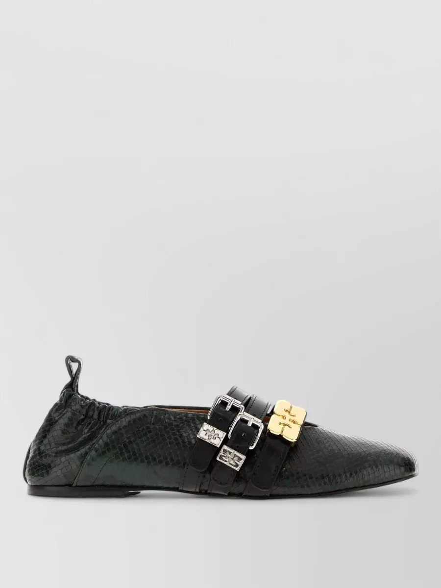 Ganni printed synthetic leather ballerinas