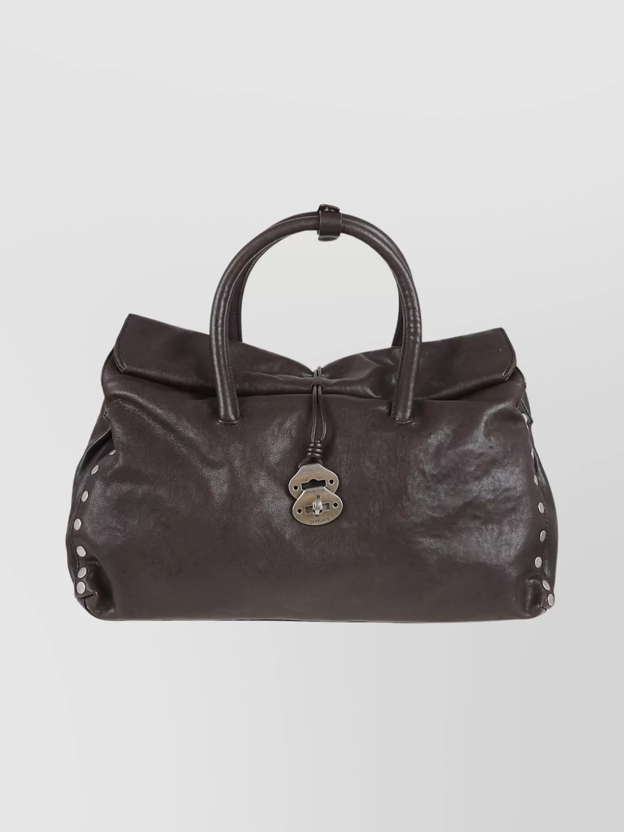 Zanellato Vintage Glossy Shoulder Bag Studded Design