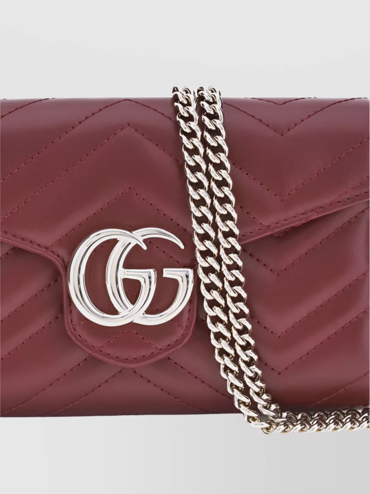 Gucci Marmont Wallet Chain Chevron Pattern Flap