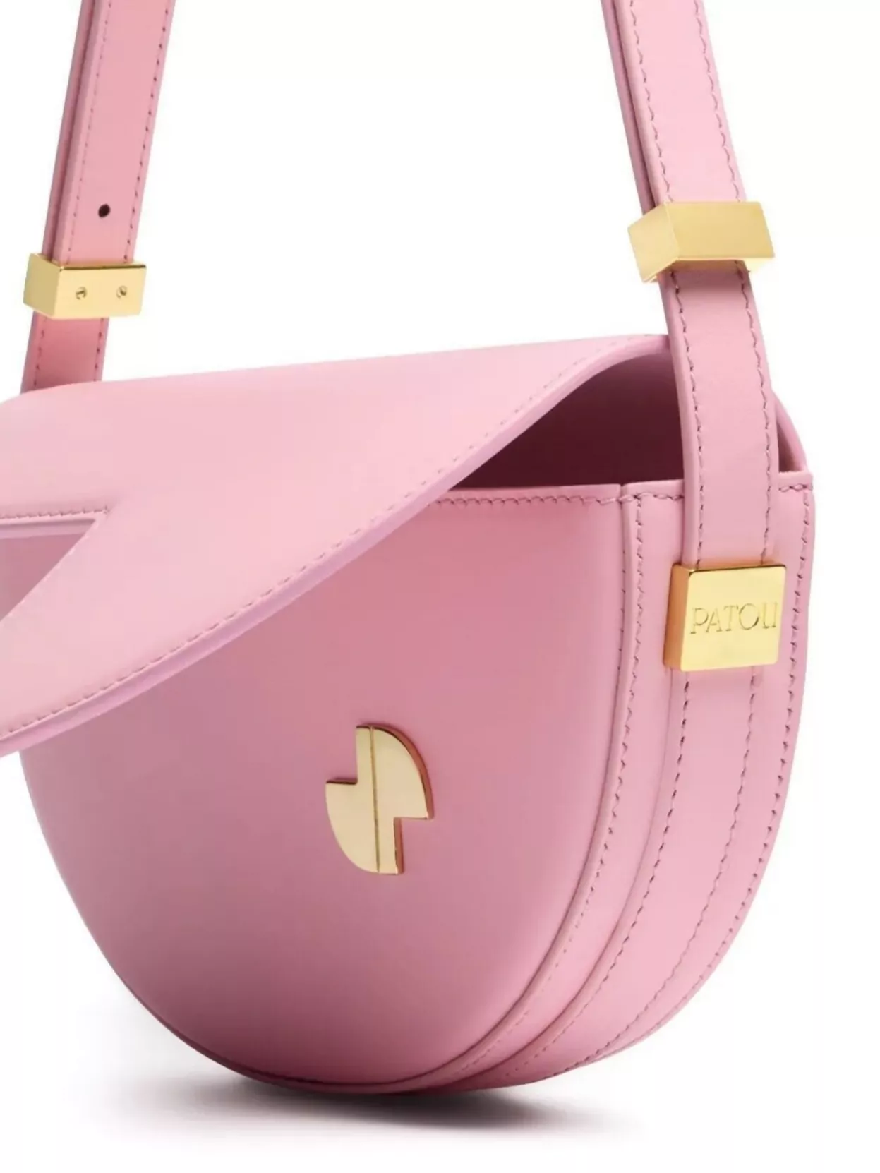 Patou Flamingo Pink Foldover Top Bag With Adjustable Strap In Pink