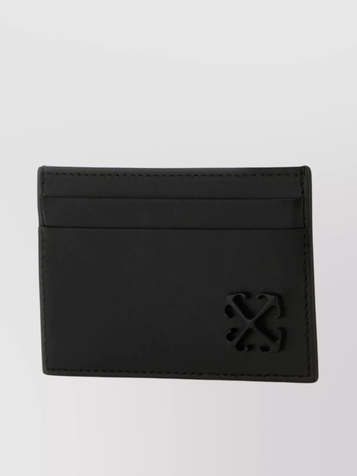 Shop Off-white Streamlined Leather Card Holder In Black