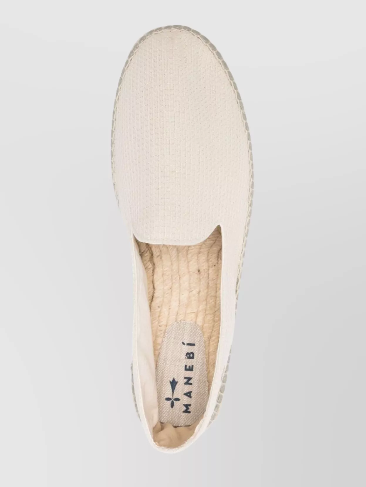 Manebi Yucatan Embroidered Jute Round Toe Espadrilles In White