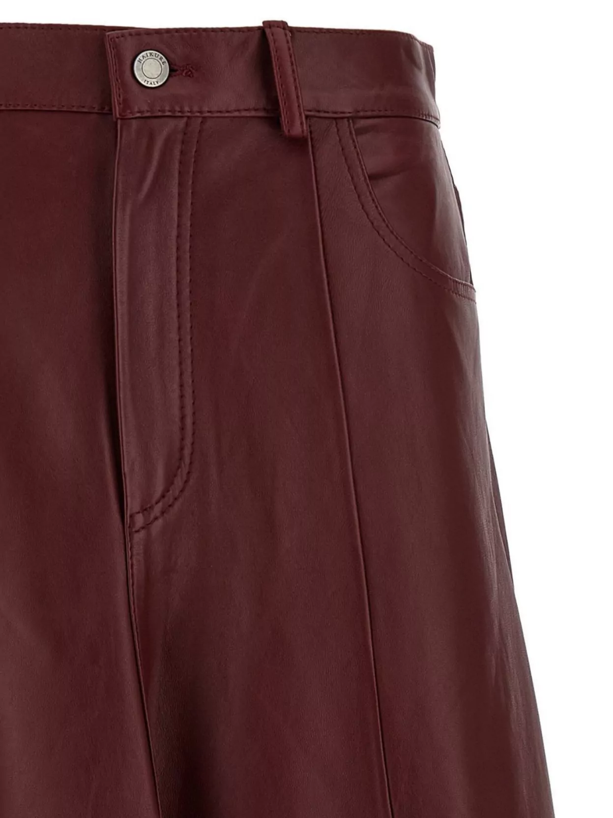 Haikure Flared Hem Leather Skirt Pockets