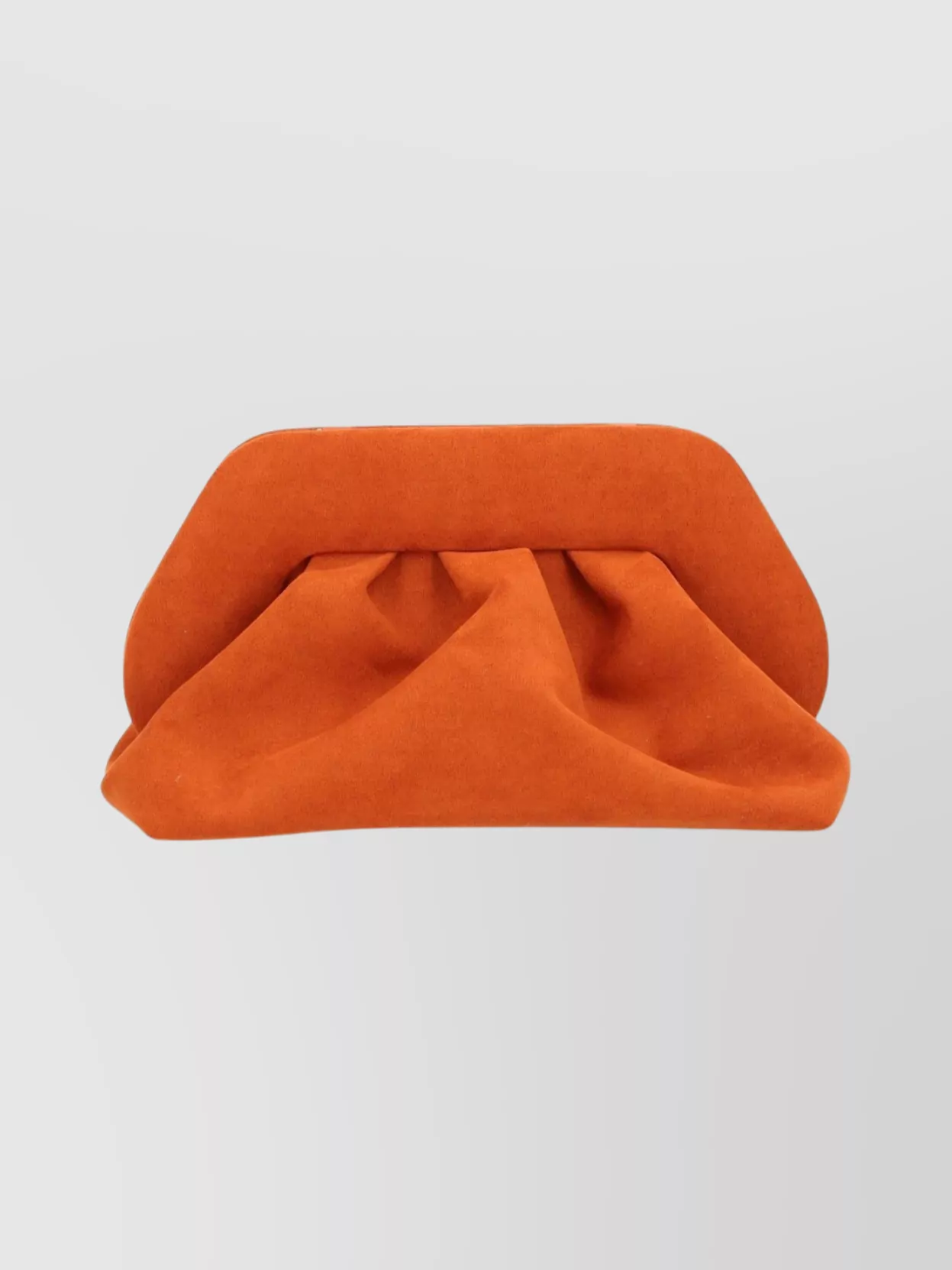 Themoirè Suede Pleated Clutch Bag Detachable Strap In Orange
