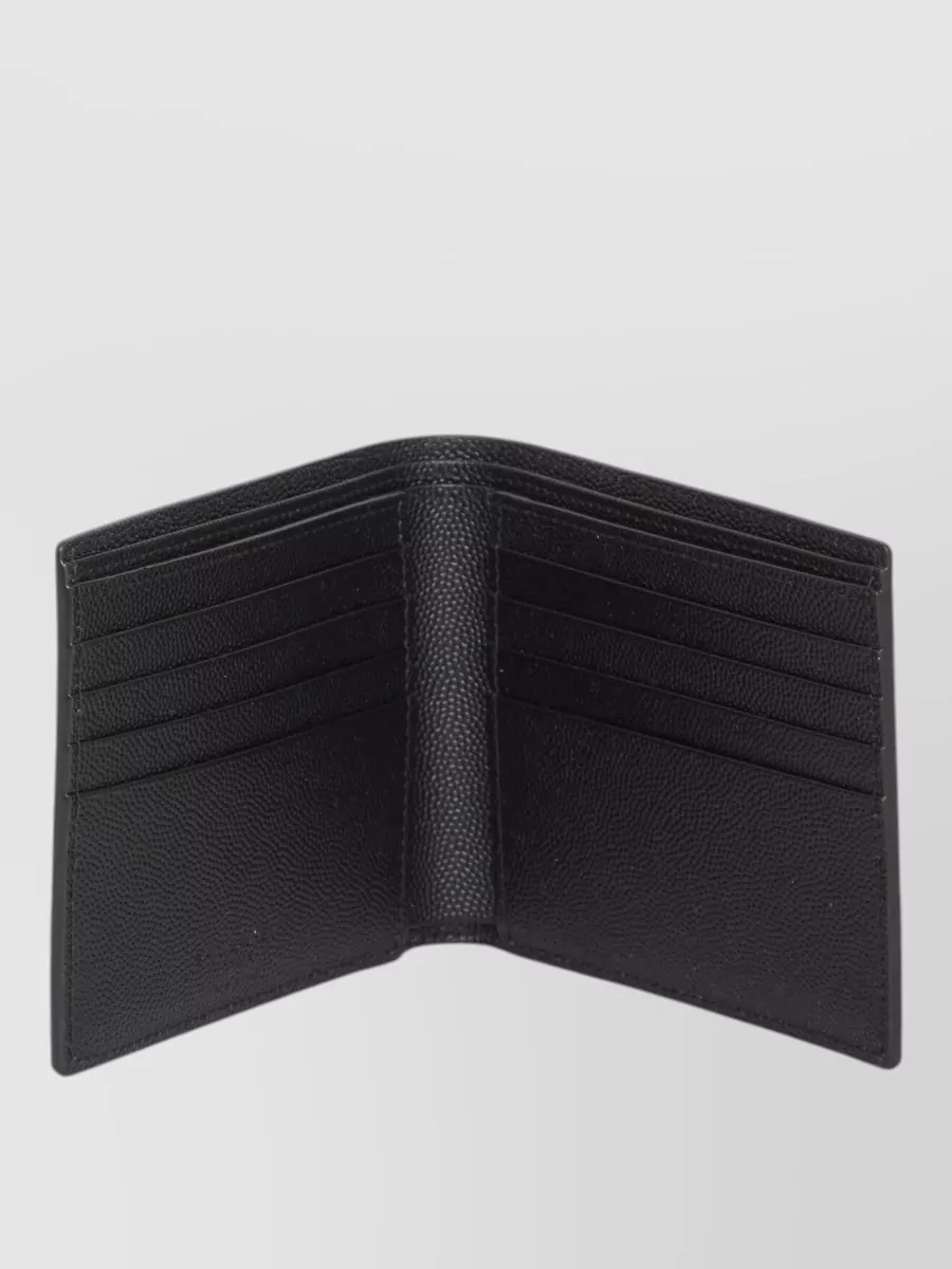Saint Laurent Horizontal Wallet Bi Fold Texturized Calfskin