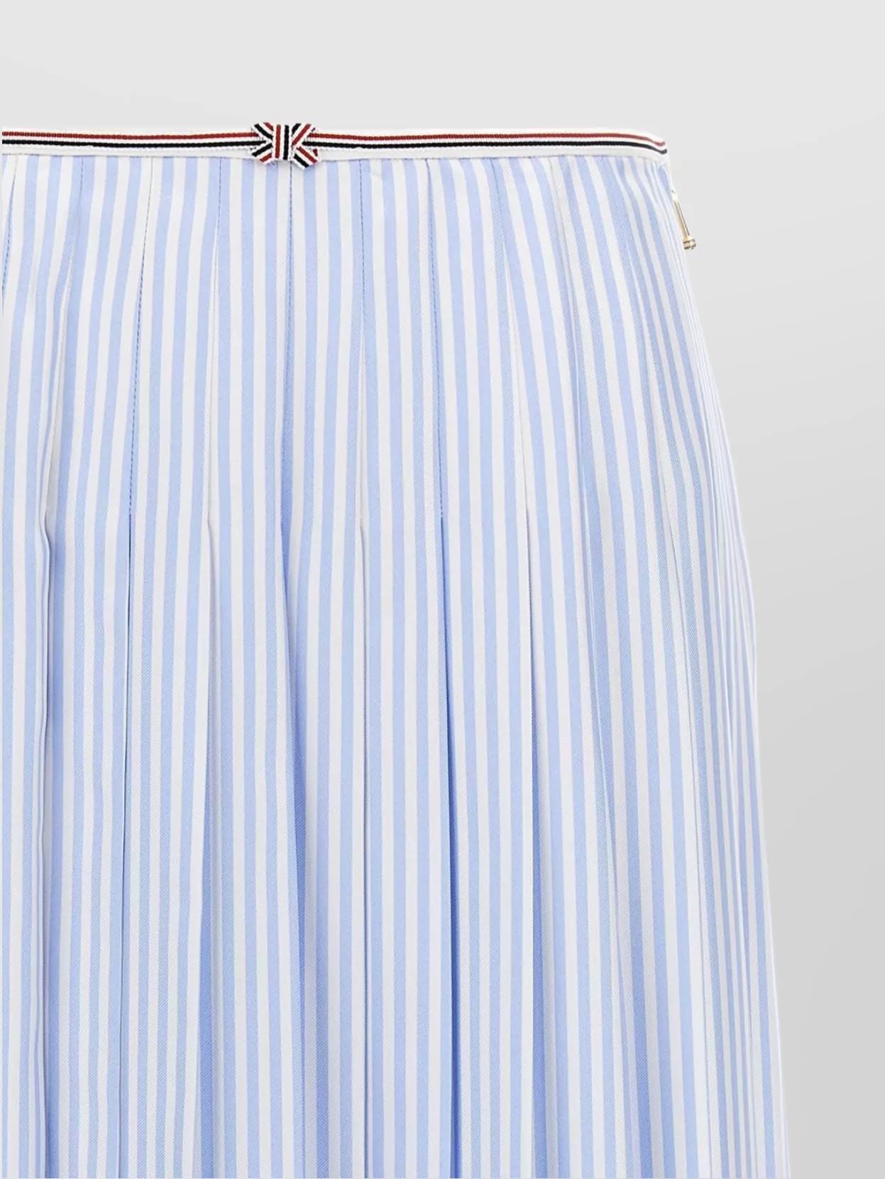Thom Browne Striped Silk Pleated High-Waisted Mid-Length Skirt