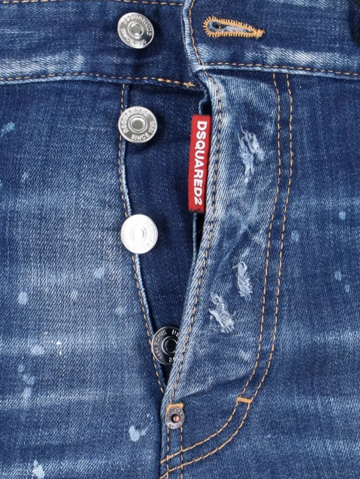 Dsquared2 Straight Leg Trousers Distressed Styling In Blue