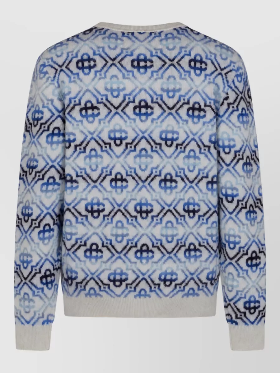 Casablanca Merino Wool Monogram-Patterned Sweater