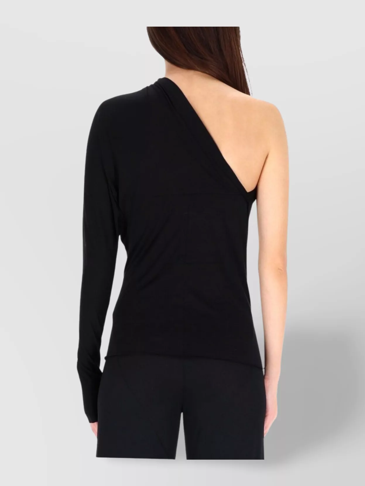 Rick Owens Lilies One Shoulder Long Sleeve Fitted Top