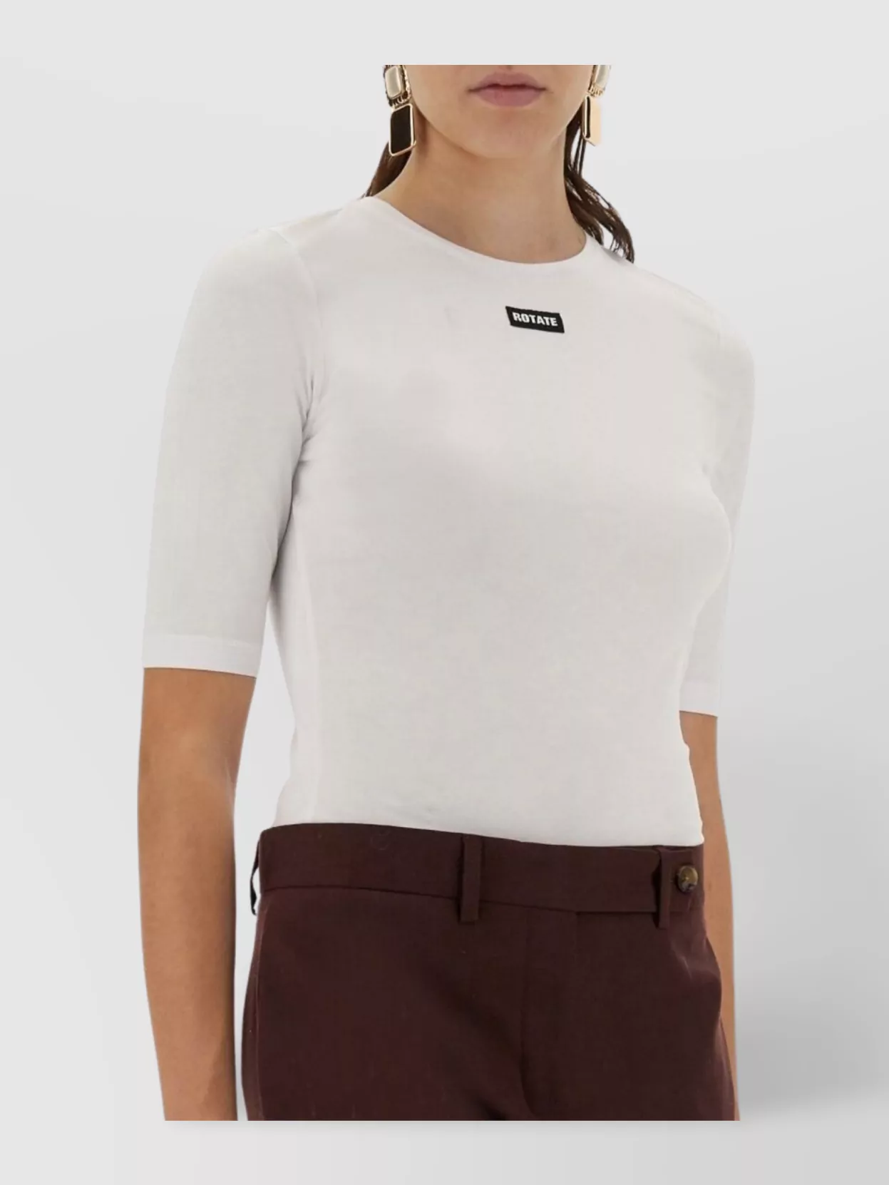Rotate Birger Christensen Crew Neck Short Sleeves Top In White