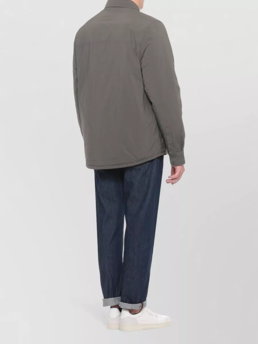 K-Way Padded Short Jacket Button Pockets Collar