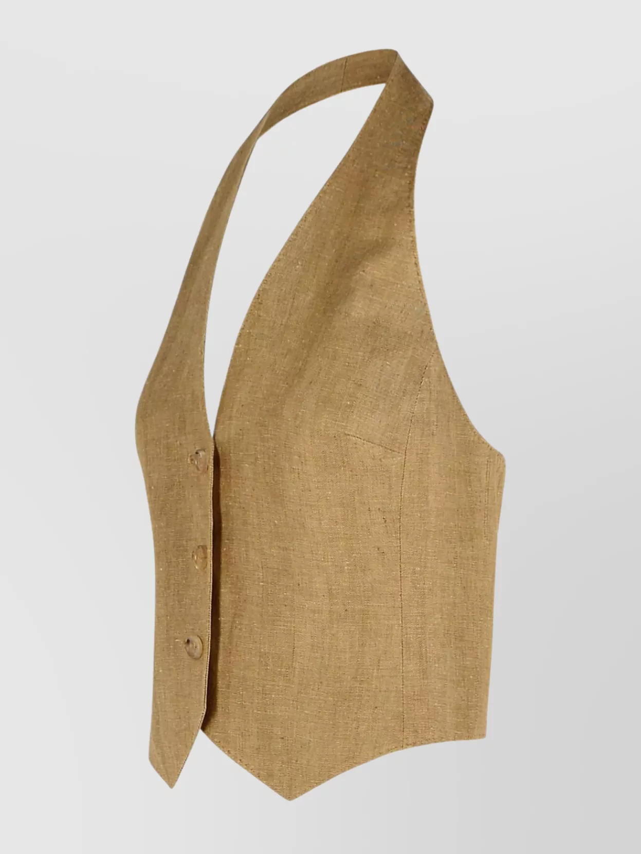Max Mara Beige Yarn-dyed Linen Batavia Sauro Waistcoat