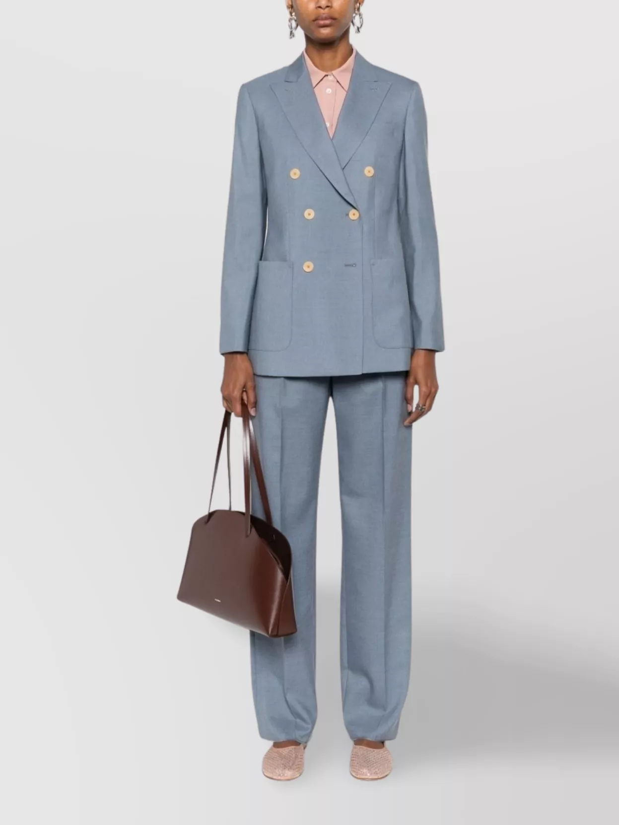 Max Mara Double-breasted Blazer With Button Detailing In Blue
