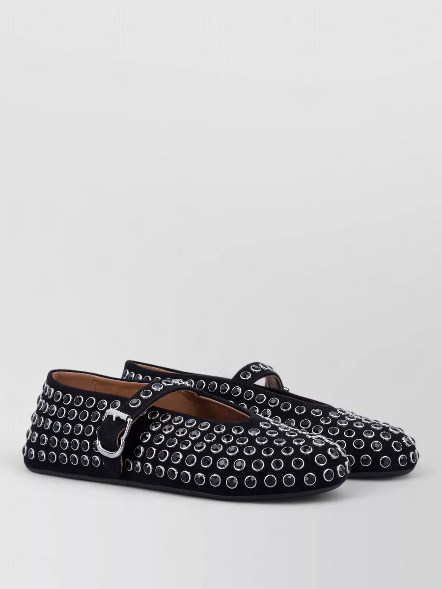 Alaïa Leather strass-embellished ballet flats