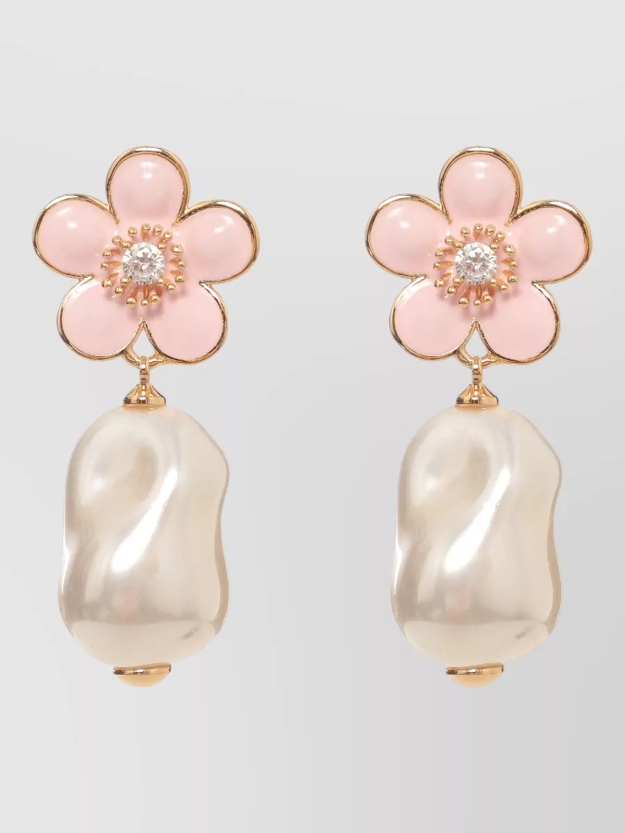 Self-Portrait floral drop earrings