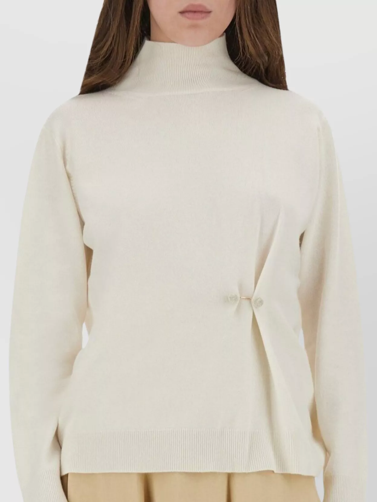 Fabiana Filippi Mock Neck Button Detail Long Sleeve Top