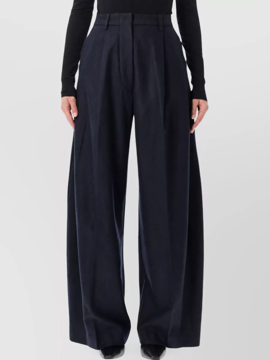 Thelatest wool high-rise pleated wide-leg trousers