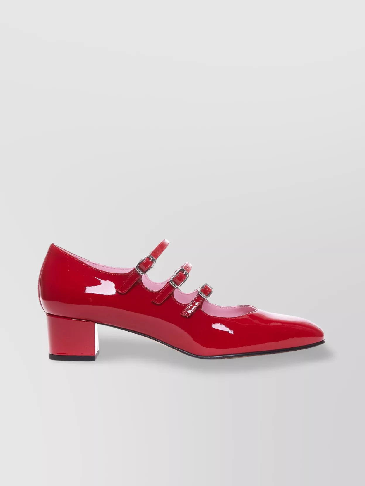 Shop Carel Glossy Block Heel Pumps With Round Toe